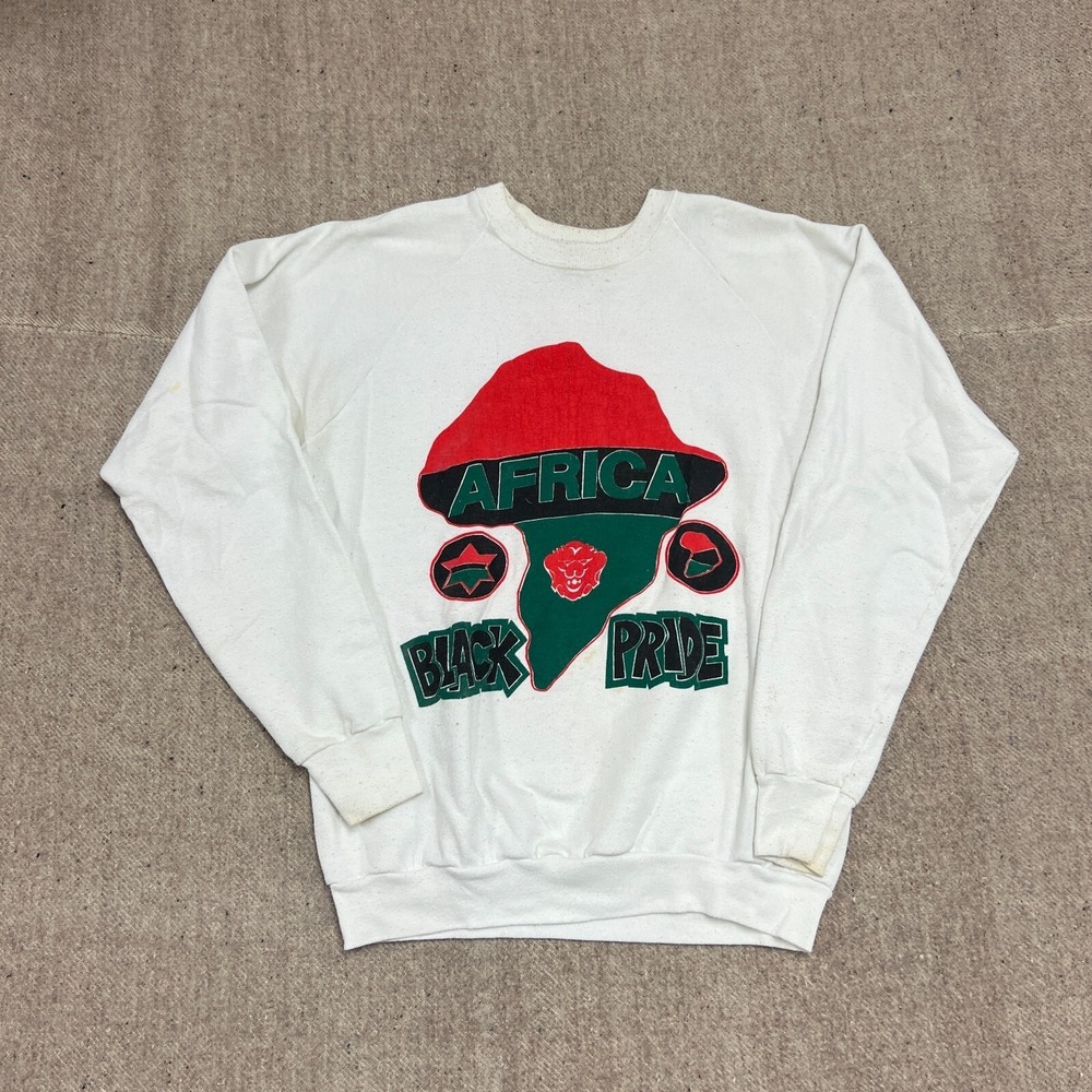 Vintage Africa Black Pride Sweatshirt Mens XL White 1990s